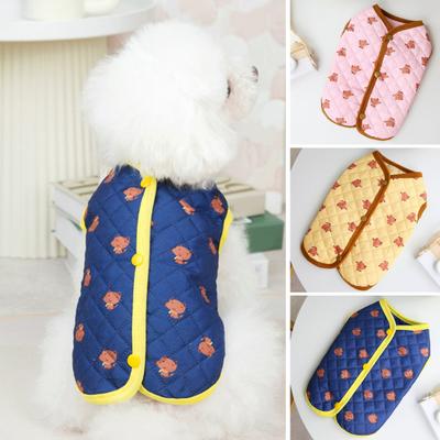 Winter Hund Mantel Nette Fuchs Druck Taste Verschluss Strickjacke Winddicht Halten Warm Ärmelloses Haustier