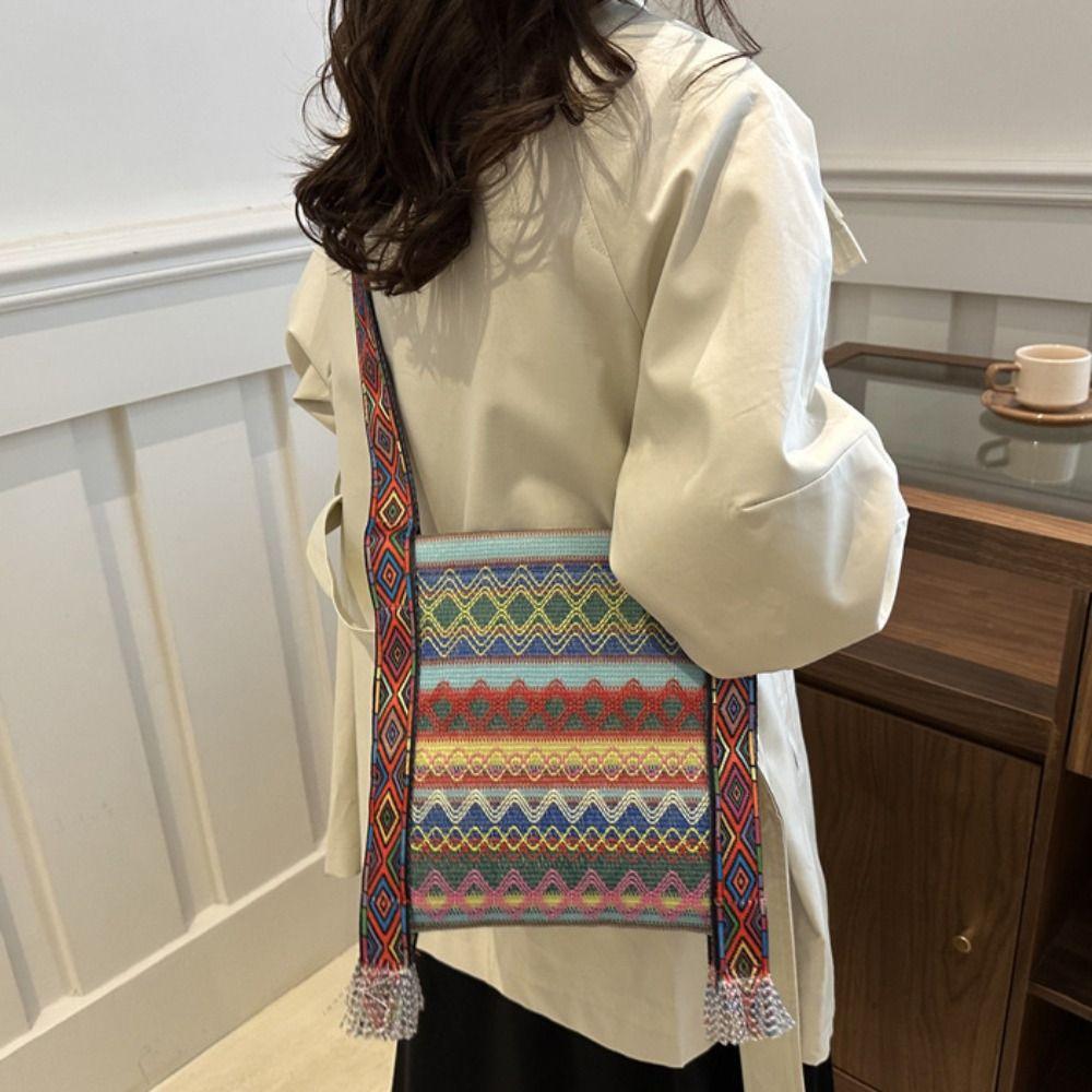 Tassel Ethnic Style Crossbody Bags Woven Bag Bohemian Shoulder Bag Fringe Shoulder Bag  Travel