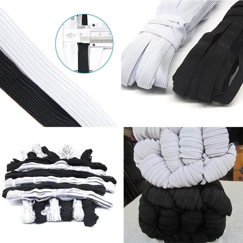 6/8/10MM Weiß/Schwarz Flache Elastische Bänder Elastisches Gummiband Hochzeit Bekleidung elastisches Band für DIY Nähen Elastisches Seil Zubehör