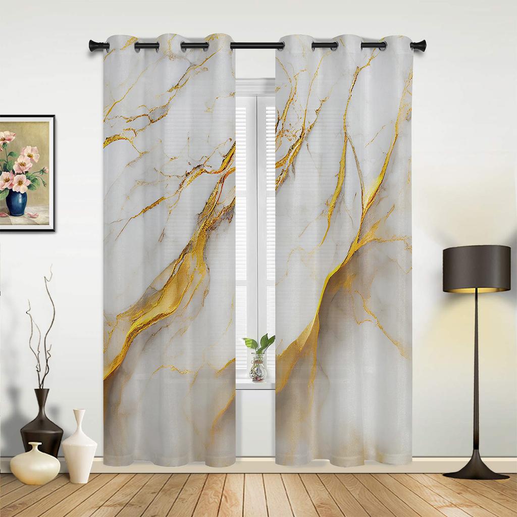 Marble Texture Aqua Curtains for Bedroom Living Room Drapes Kitchen Children's Room Window Curtain Modern Home Decor