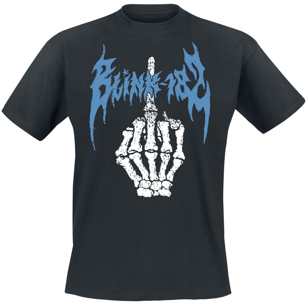 

Blink182 Middle Finger Skeleton Hand Print T Shirt 100 Cotton Casual Neutral Tee Pop Punk Streetwear M