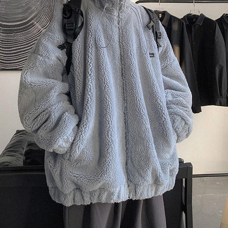 Lamb's Fleece Jacket Pánské modely Podzimní a Zimní korejská verze Volné Hezké Pánské Zimní Plus Silná Bunda
