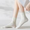 10 Pairs Women Mid Length Socks Trendy Versatile Black White Solid Colors Soft Comfortable Lightweight Breathable Casual Socks