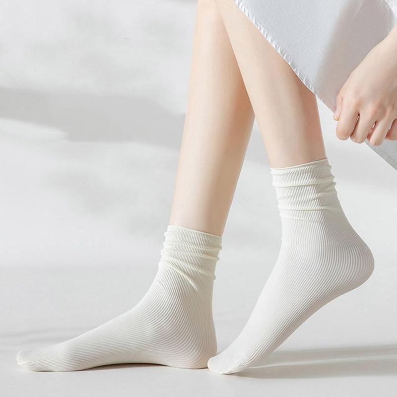 10 Pairs Women Mid Length Socks Trendy Versatile Black White Solid Colors Soft Comfortable Lightweight Breathable Casual Socks