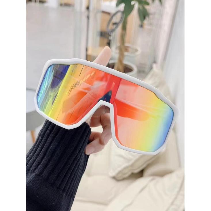 

Windproof cycling glasses, outdoor large-frame cycling and skiing goggles, mountaineering, road and mountain bike sports goggles for women White frame, red film