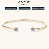 Anziw 5mm 0.5CT D VVS1 Moissanite Bangle Cuff Real 925 Sterling Silver Bracelet for Women Hand Opening Cuffs Fine Jewelry Gifts
