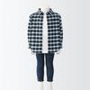 MUJI Brushed Flannel Long Sleeve Shirt Unisex Baby CCL09A2A Navy Check Size 80 Double-Sided (Baby)