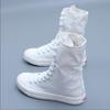 Side Zipper Inner Height-increasing Canvas Shoes Women's 2025 Spring and Autumn New Versatile All-black High-top Shoes Canvas Short Boots