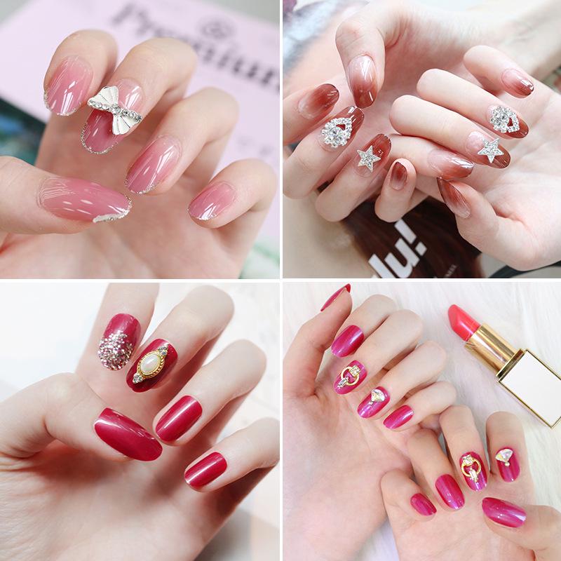 

24 Bridal False Nails Set: Butterfly Pearl Diamond Design, Multiple Styles