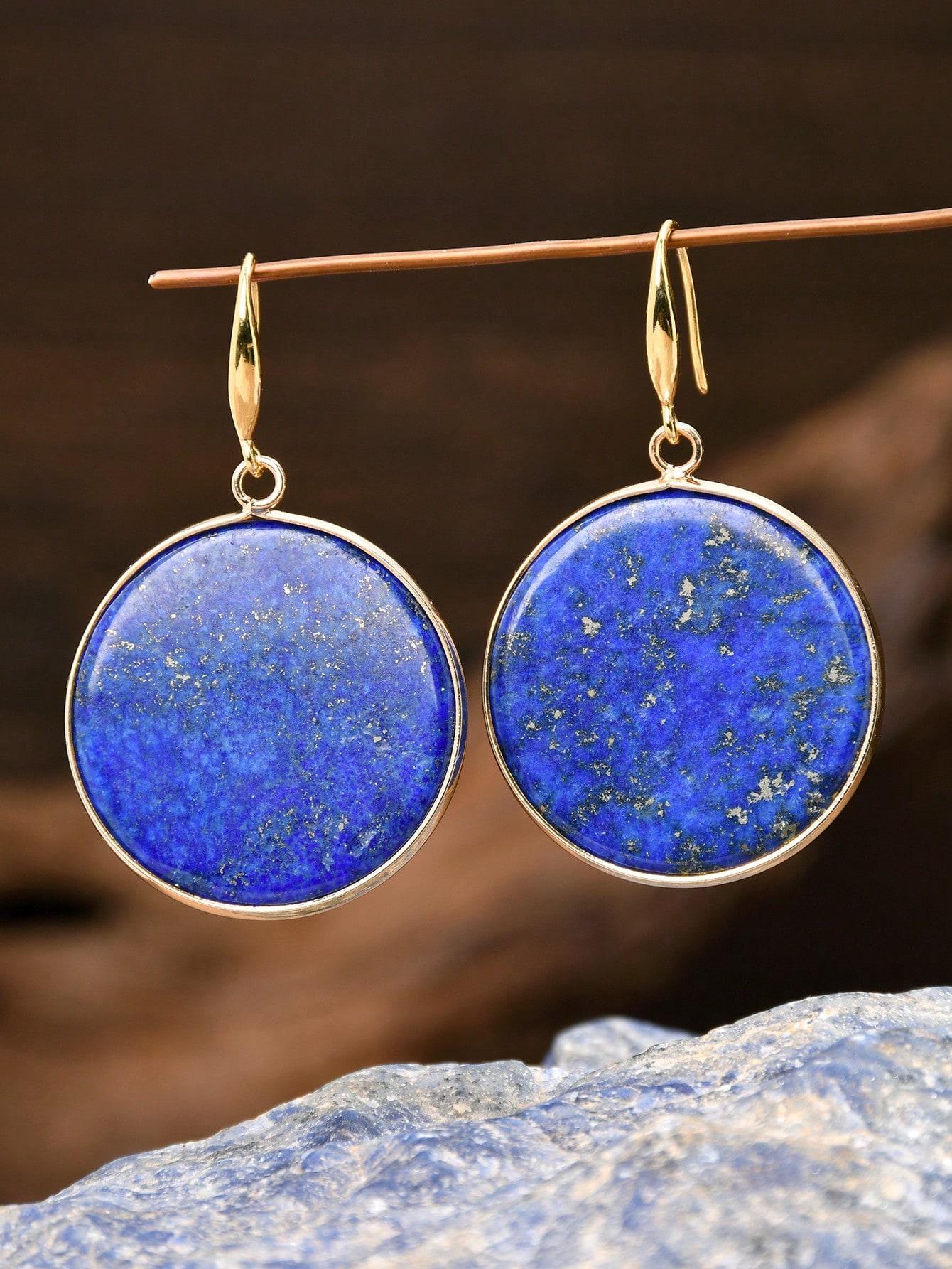 

Натуральные серьги из лазурита Круглые Подвески в форме капли Ретро и элегантные серьги Подарки на праздник и День матери синий