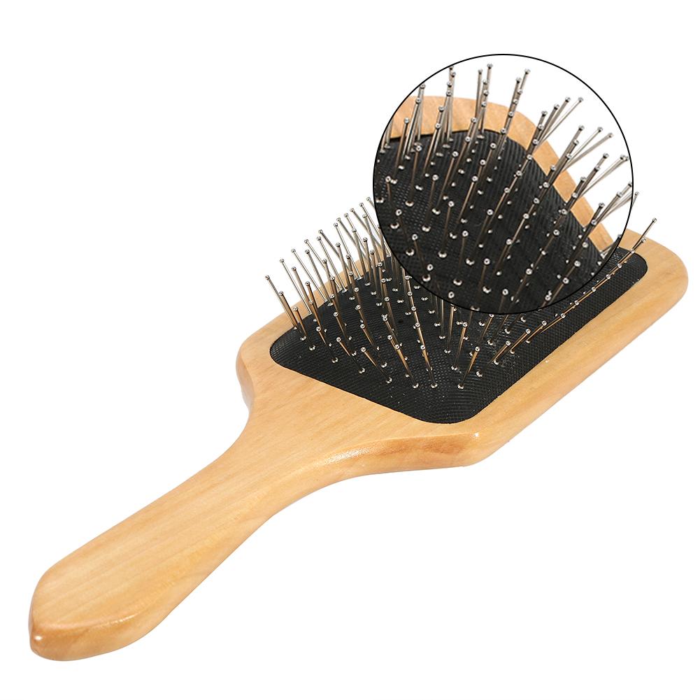 Simple Lady Female Wood Steel Needle Hairdressing Hair Care Healthy Scalp Massage Comb
