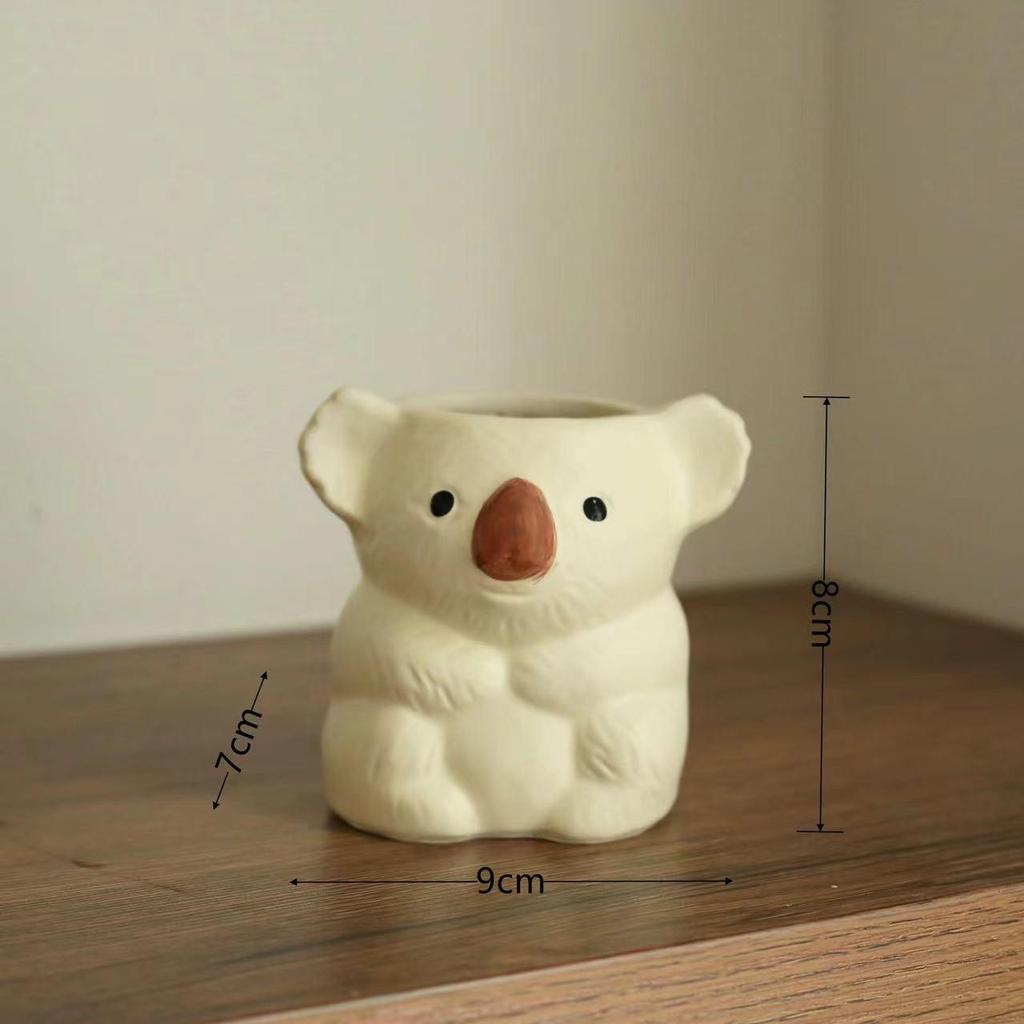 Cute Koala Retro Resin Flower Pot - Succulent Bonsai Holder & Makeup Storage Vase