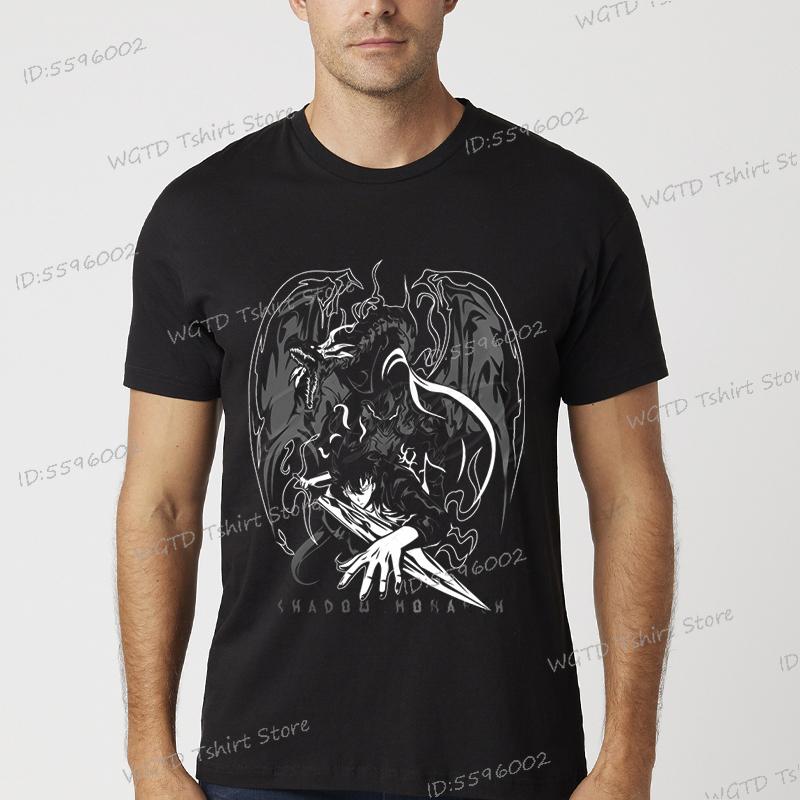 Solo Leveling Anime T-Shirt Sung Jinwoo New Manga Black Shirt S-4XL Funny Graphic Solo Leveling T Shirt Vintage Men Women Tshirt