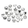 Pack of 24 Stylish Silver Gothic Rings for Men and Women Y2K Style Featuring Skull Cross Heart and Butterfly Elements