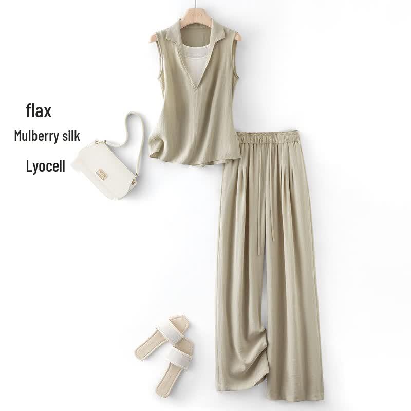 

IHIMI Women s Sleeveless Top & Wide-Leg Pants Set 2XL
