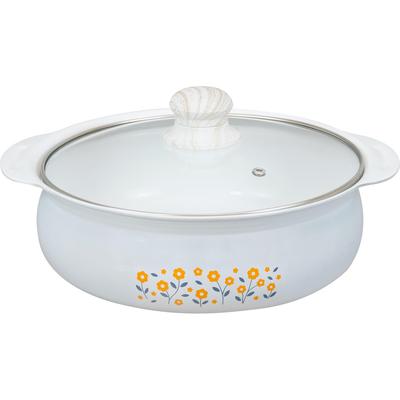 Wahei Freiz Tabletop Pot, 24cm, IH/Gas, Two-Handed Pot, Ceramic Processing, Enamel Processing, White, Showa Retro Retro RB-2866