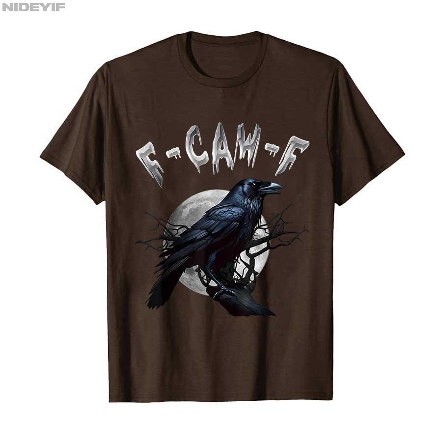 F Caw F Black Crow, F-Caw-F Funny Black Bird Saying Meme T-shirt Men Women 100% Cotton T Shirts Short Sleeve Tops 0718-2