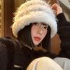 Korean Style Faux Fur Bucket Hat Keep Warm Winter Basin Cap Fashion Plush Fisherman Hat  Girls