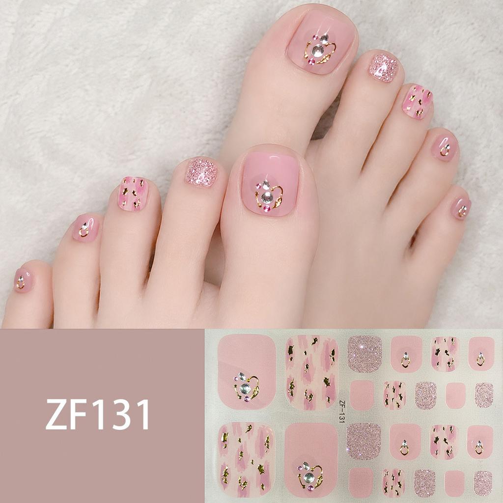 Waterproof Long Lasting ZF 3D Faux Rhinestone Stereo Pattern Full Cover Finished Toe Nail Stickers, Skin Brightening Toenail Decals