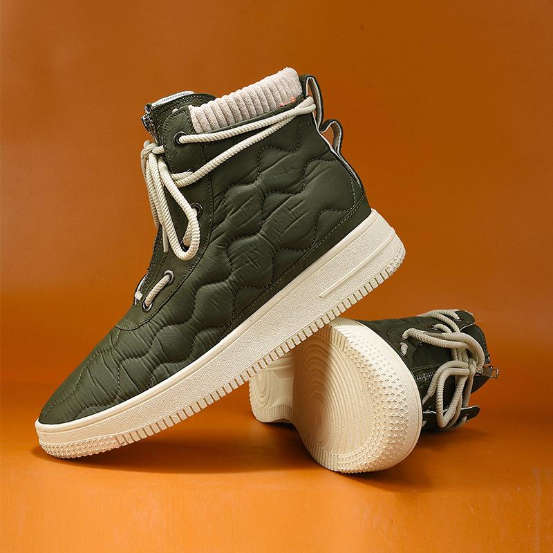 

2025 autumn and winter new fashion men s shoes ins trendy shoes tooling style large size 45 casual army green high top thick baseplate shoes 39