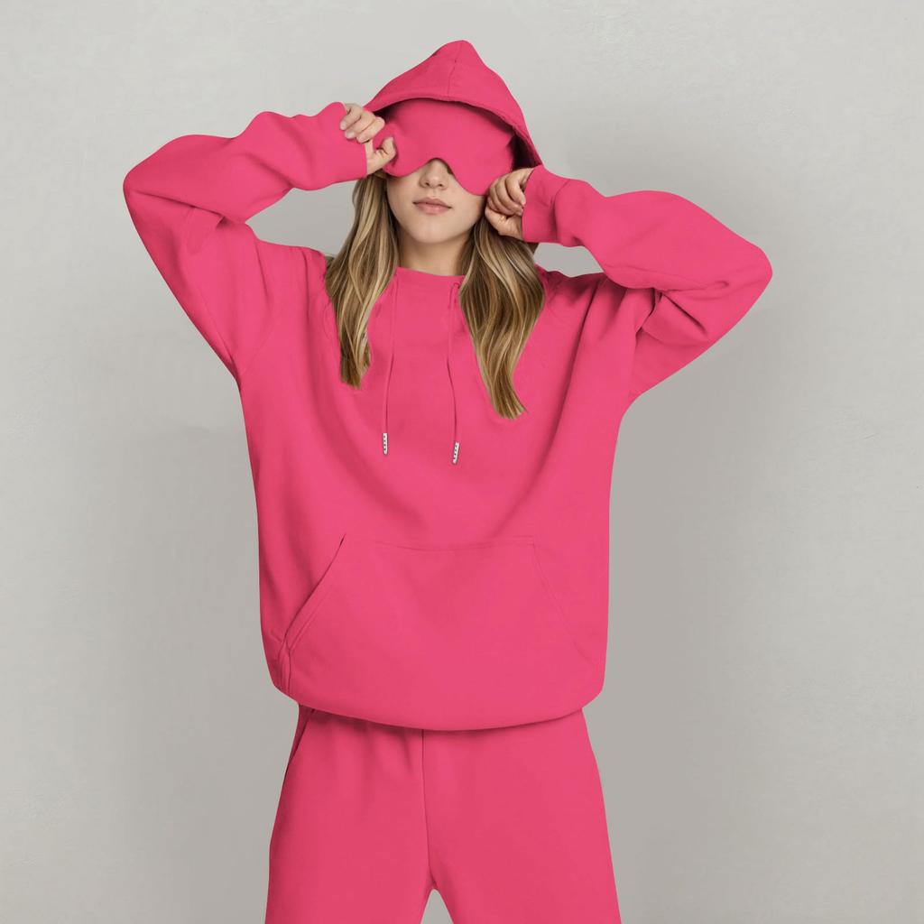 Unisex Hooded Sweatshirt With Built-in Eye Mask, Casual Long Sleeved, Solid Color Sports Pullover, Loose Fit Sweatshirt