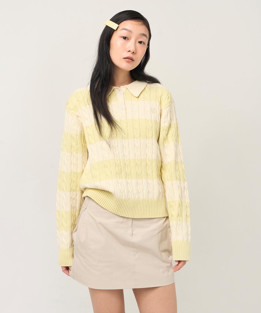 PLAC WOMEN Lime Collared Stripe Knit