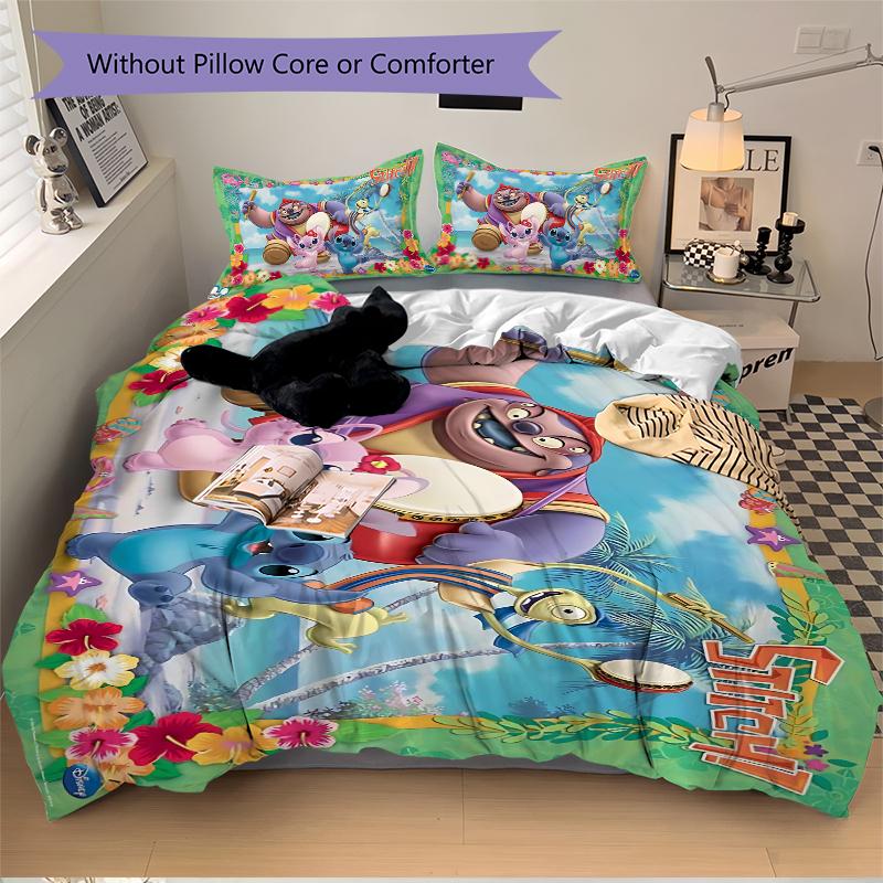 Lilo Stitch Adventure Printed 3pcs Bedding Set Soft Microfiber 1 Duvet Cover And 2 Pillowcases Home Bedroom Decor Xmas Gift Ek198