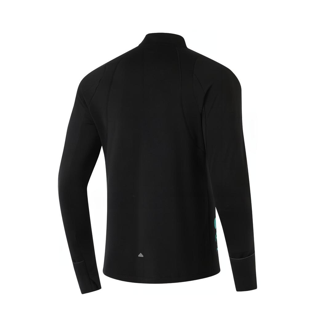 Li-Ning Plain Pullover Logo Long Sleeve T-Shirt Men Tops Black ATLU057-5