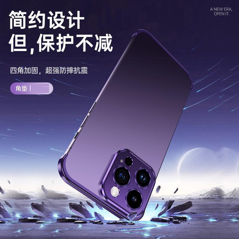 Luxury Metal Aluminum Corner Pad With Lens Protector Case for iPhone 16 15 14 13 Pro Max 16 Plus 14 Pro Shockproof Phone Cover