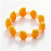 Colorful Fruit Beaded Stretch Bracelet with 3D Strawberry Orange Charms for Women