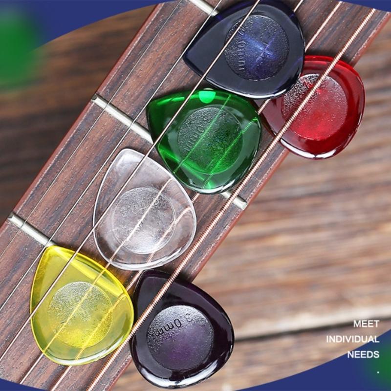 100Pcs Water Drop Shaped Guitar Thumb Picks Colorful Clear Electric Guitar Pick with Storage Box Guitar Accessories