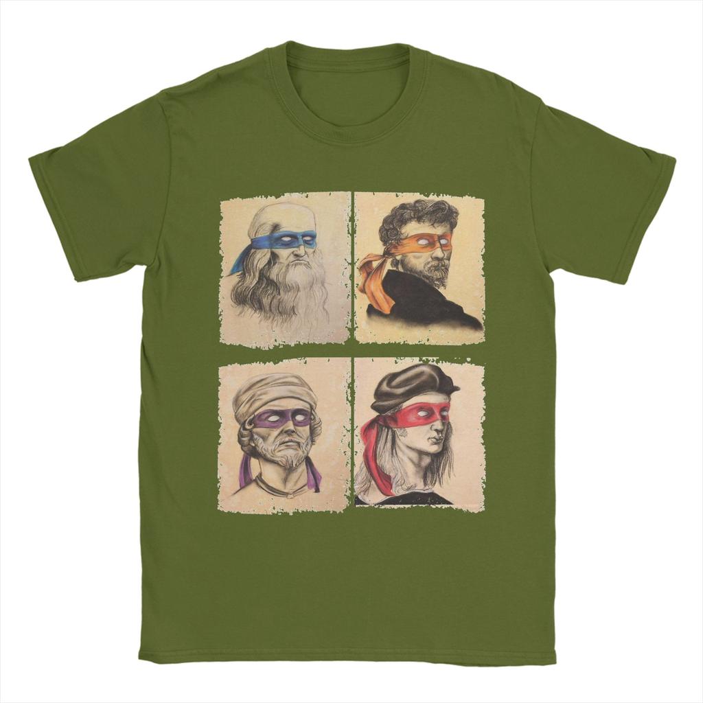 Science Turtles T Shirt Men Pure Cotton Fun T-Shirt Round Collar Mutant Ninja Renaissance Tees Short Sleeve Clothing Adult
