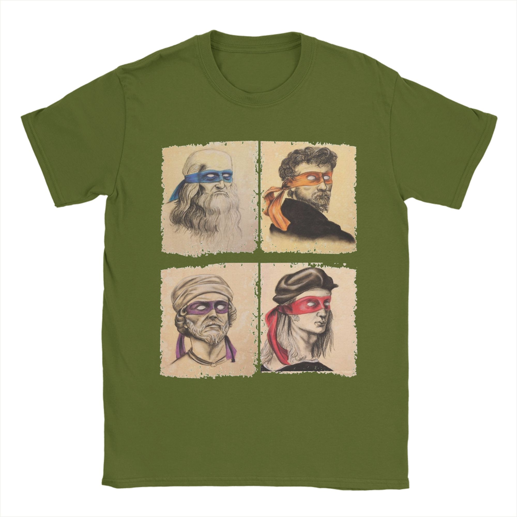 

Футболка с принтом Научные Черепашки для мужчин, 100% хлопок, забавная футболка, круглый вырез, Мутанты Ниндзя, Ренессанс, футболки с коротким рукавом, одежда для взрослых 4XL