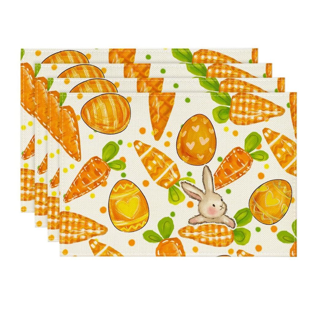 Ostern Leinen Tischsets Hase Ostereier Restaurant Wohnzimmer Heimdekoration Tisch Rutschfeste Matte