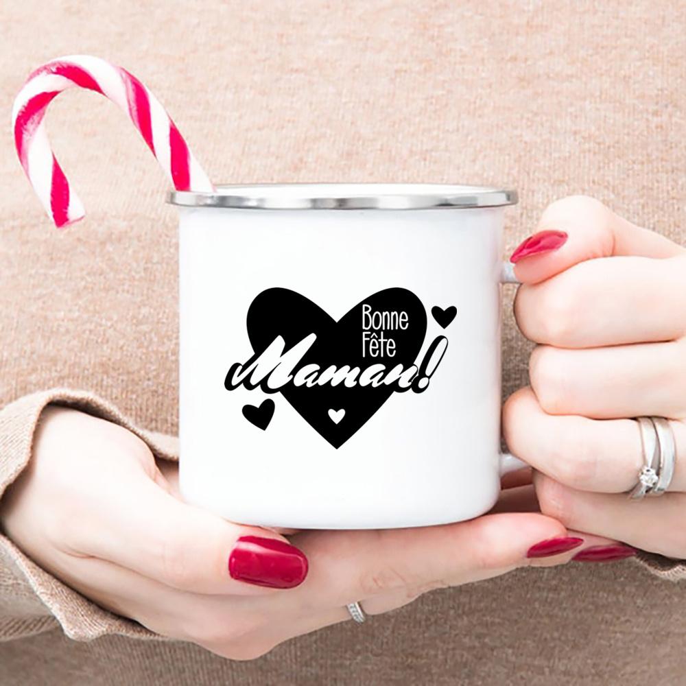 Creative Coffee Cups I Love You Mama Print Enamel Mug Camping Mugs Retro Handle Drinkware The Best Mother's Day Gifts for Women