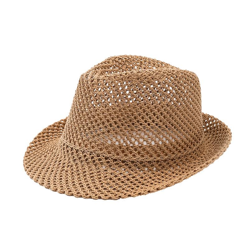 Unisex Summer Formal Hat For Women Hollow Breathable Sunshade British Style Jazz Hats Casual Solid Outdoor Panama Cap Men Gift