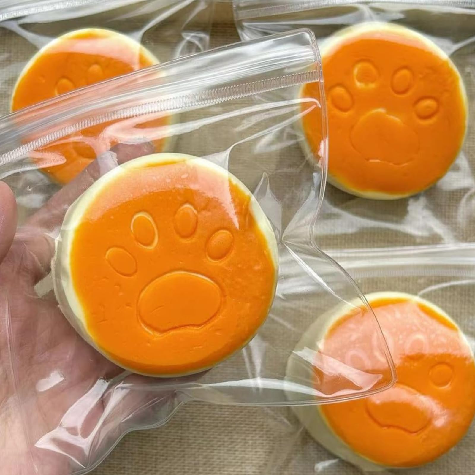 Squishy Paw Print Bread Cake Toy Soft and Stress Squeeze Footprint Time Handheld Tactile Sensory Toy - Slow-Rebound, Relief, Squeezable, Ball, Chewy,