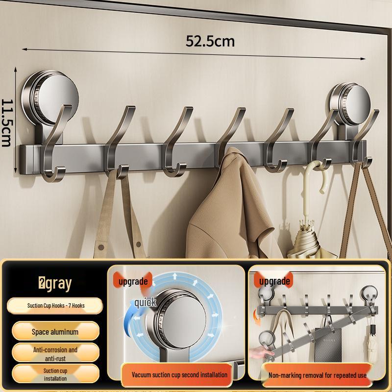Strong Adhesive No-Drill Suction Cup Door Hook for Clothes and Storage