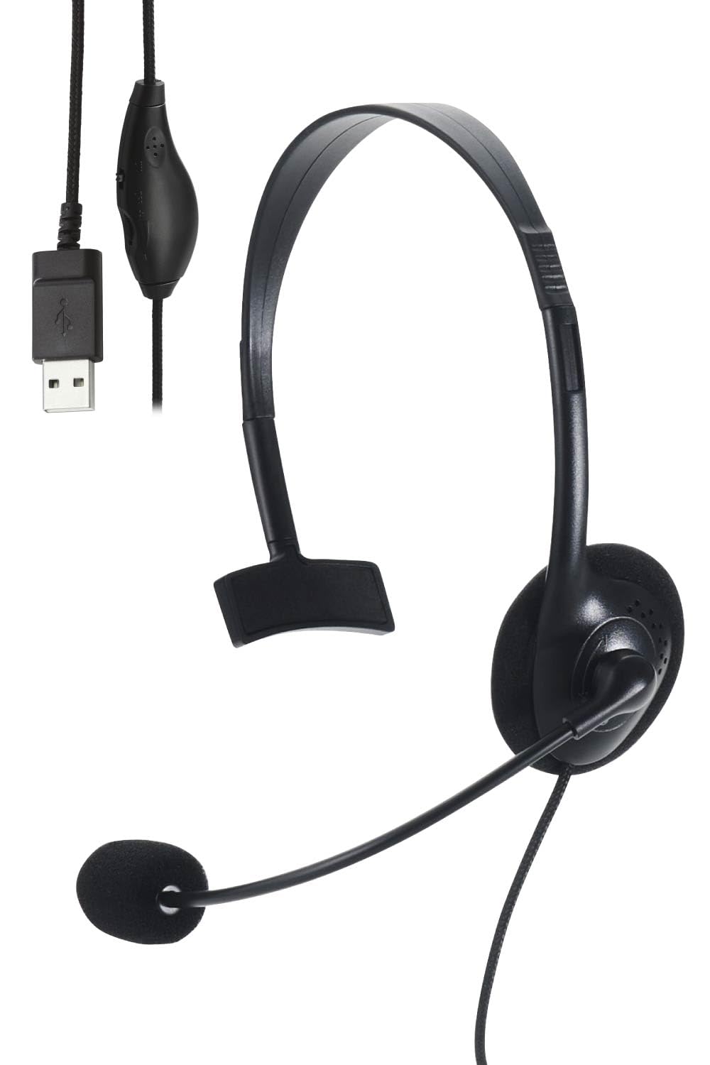 

ELECOM Wired Headset USB with Microphone Over-the-head Single-ear Lightweight Compact Windscreen with Volume Controller Black HS-HP14MUBK