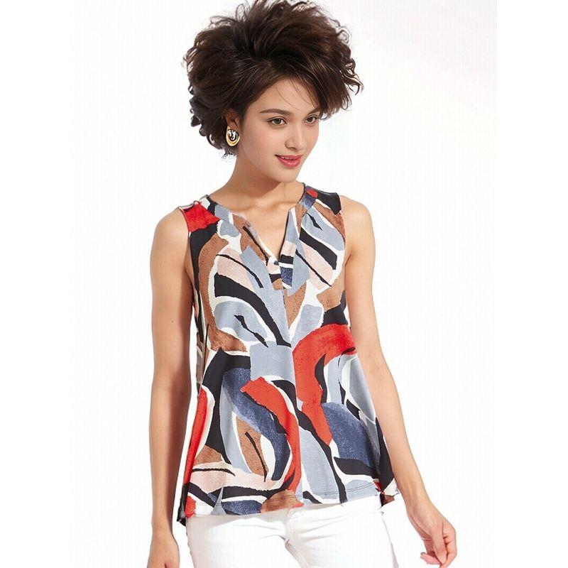 

Wood Tencel Print Chubby Girl Base Clothing Fashion Vest Contrast color 1XL