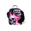 Zwillings rosa Totenköpfe Aufdruck Schultergurt Isolierte Lunchtaschen 2D Cartoon Junge/Mädchen Picknick Lebensmittelaufbewahrung Lunchbox Tasche Thermisch