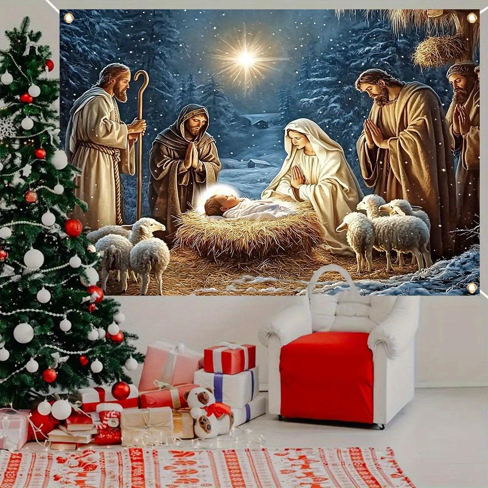 Merry Christmas Jesus Manger Nativity  Backdrop Xmas Decoration Background Winter Backdrop Decorations For Photo Studio Photo Booth Christams Party