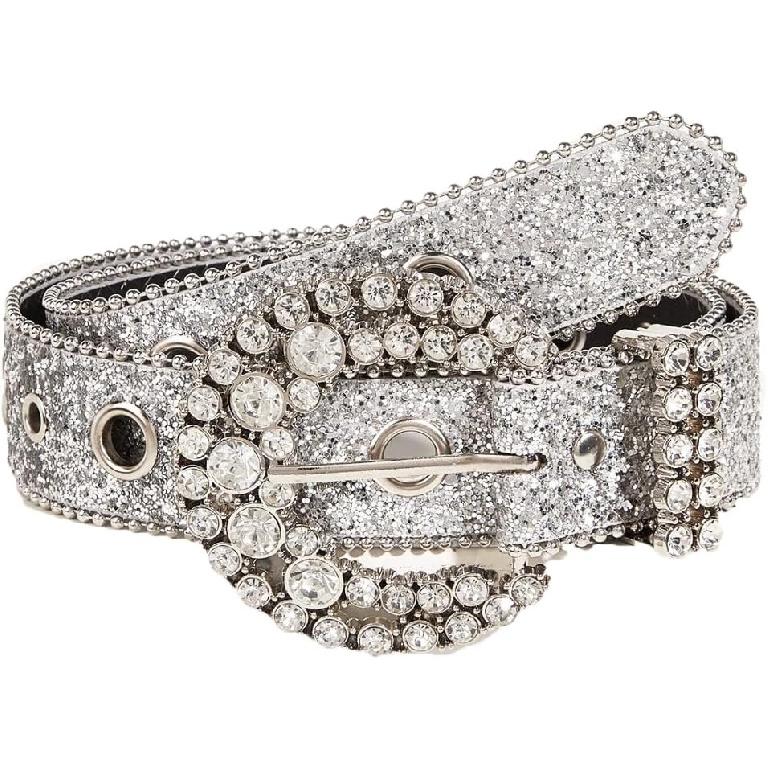 Womens Rhinestones Studded Belts Bling Diamond Cowgirl Belt for Jeans | Bling Cowboy Waist Belt for Dresses Fit for 27"-39", Rhinestone and Western