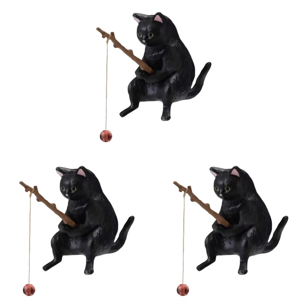 1-5pcs Fishing Cat Ornaments Sitting Fishing Little Cat Statue Fish Landscaping Cartoon Figurine Water Tank Aquarium Decorations