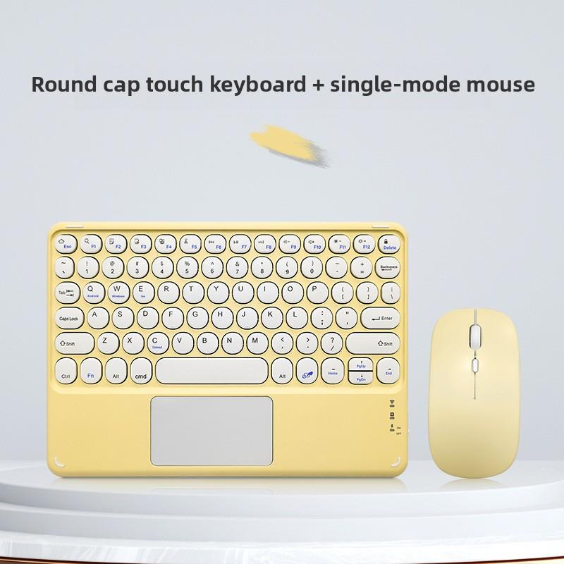 Bluetooth Keyboard Mouse Set Round Keycaps Touch Control for Phone Tablet Laptop iPad Wireless Combo