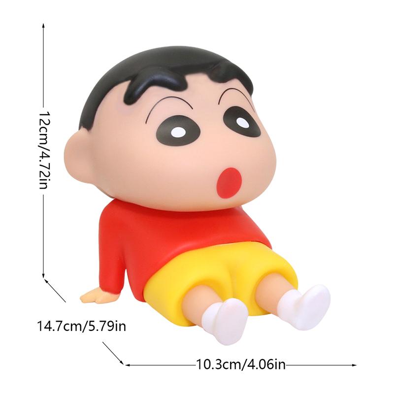 12Cm Crayon Xiaoxin Anime Lazy Phone Holder Phone Stand Desktop Decoration Trendy Play Handmade Model Doll Birthday Gift Toy