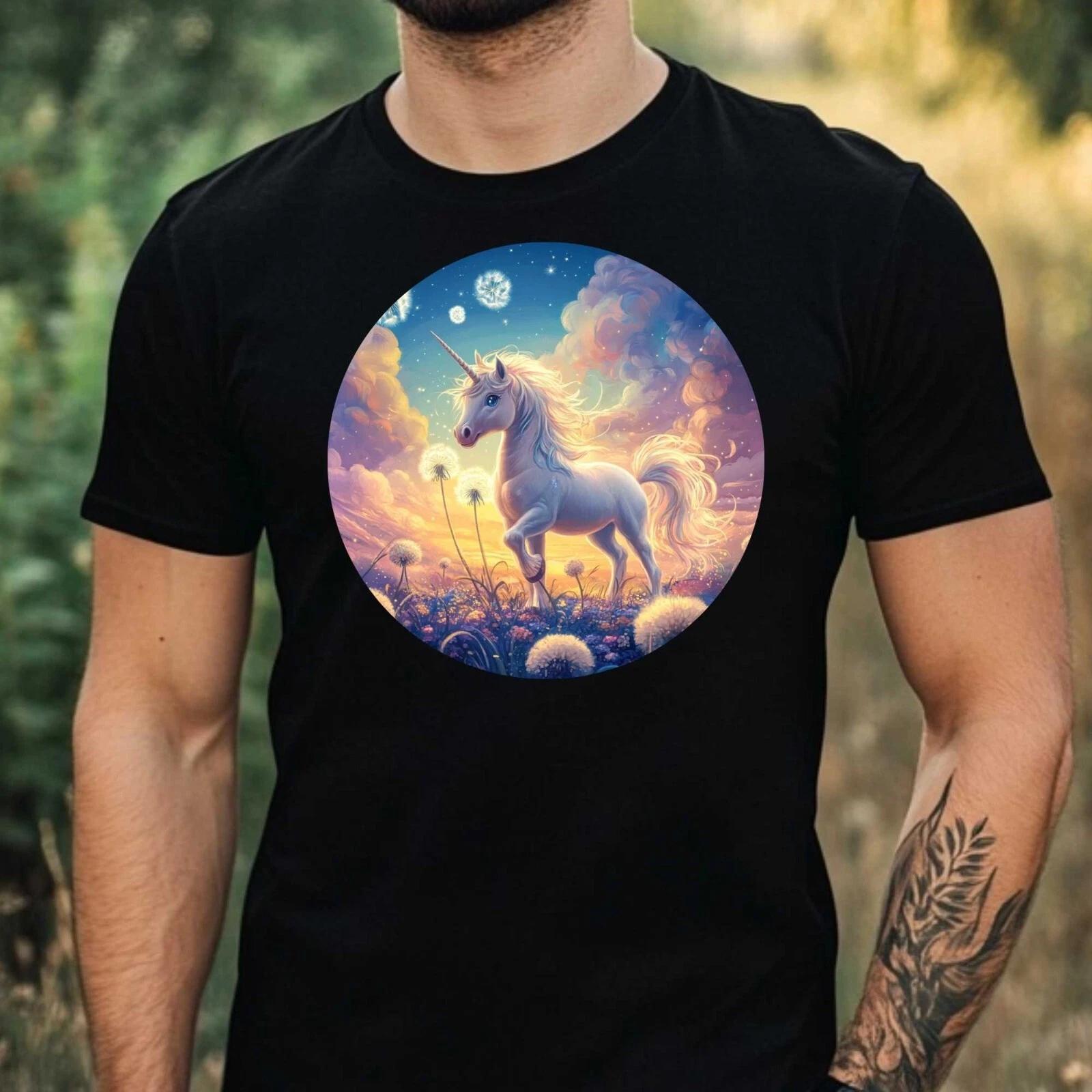 T-Shirt Herren Einhorn mit Löwenzahn Motiv Baumwolle Größe XS bis 5XL XXL