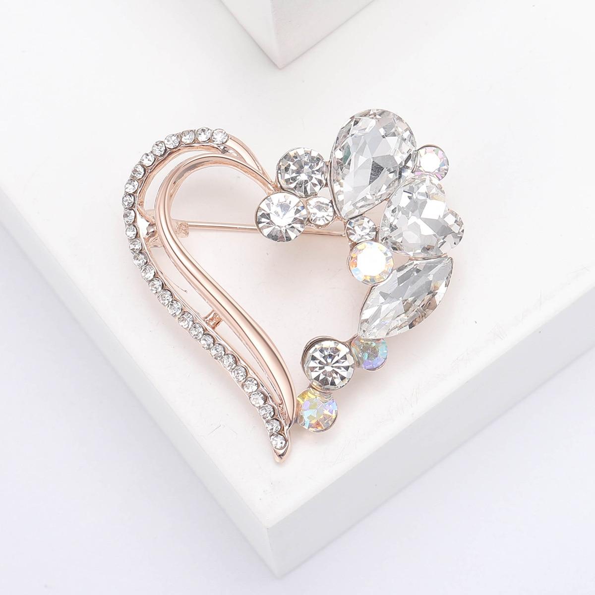 

Blucome Beauty, 2-цветные броши в форме сердца для женщин, дизайнерские стразы, брошь в виде сердца для вечеринки, офиса, булавка, подарки золотой