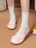 Scarpe Mary Jane a Bottone Singolo con Fiori a Forma di Cuore Stile Nuovo Primavera 2025 Tempo Libero Quotidiano Abbinamento Perfetto con Gonne Scarpe Piccole in Pelle