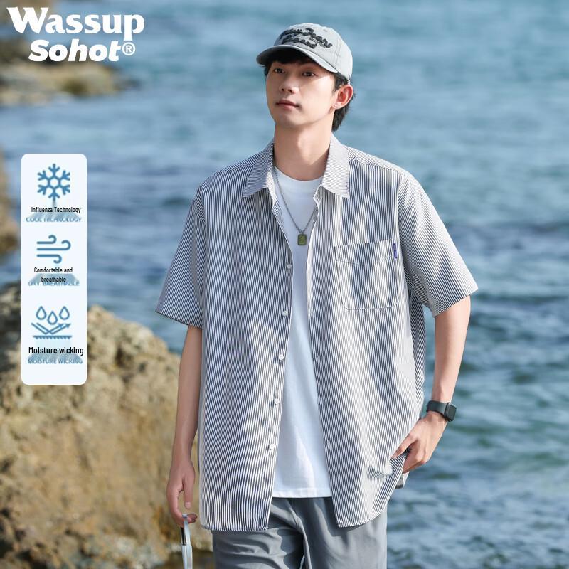 Wassup Sohot Men s Summer Loose Breathable Short Sleeve Shirt 4XL